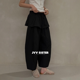 JVV SISTER假两件屁帘裙裤女2026夏新款宽松休闲阔腿九分裤 72269