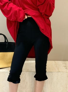 摩登197高腰木耳边直筒中裤女2026夏新款百搭显瘦六分休闲裤G7212