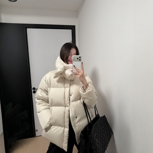 摩登197时尚围脖哑光羽绒服女2025冬新款90白鸭绒面包服外套 Y621