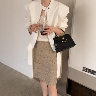 摩登197亮片高腰A字短裙半身裙女