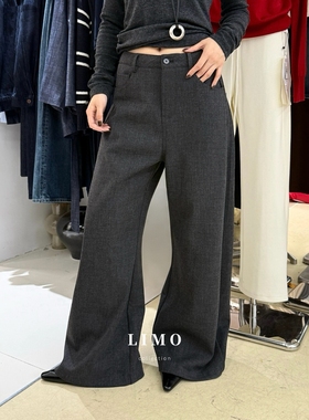 LIMO高腰宽松加绒阔腿西裤女2025冬季爆款显瘦百搭西装弯刀裤5240