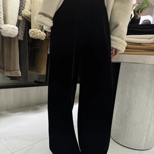 加绒高腰宽松直筒休闲裤 新款 M9331 女2025冬季 摩登197金丝绒阔腿裤