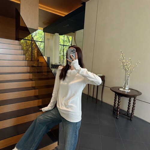 摩登197莫代尔棉显瘦长袖T恤女