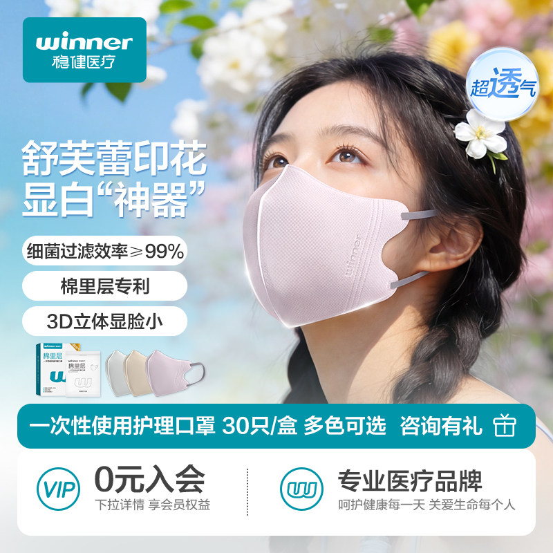 稳健3D立体口罩一次性防尘男女高颜值潮款舒芙蕾薄款透气2026新款