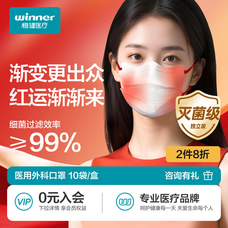 稳健胜利系列双鼻梁灭菌透气口罩