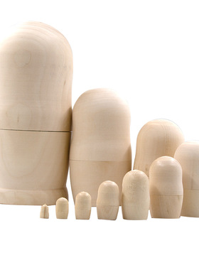 俄罗斯套娃10层椴木白胚21CM 儿童DIY手绘玩具木质工艺品摆件礼品
