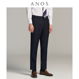 西裤 裤 商务免烫职业上班男士 西装 子 直筒正装 ANOS藏青色细斜纹修身