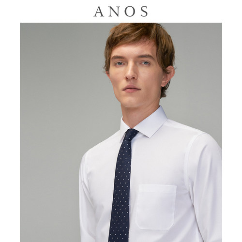 anos温莎领职业正装男士长袖衬衫