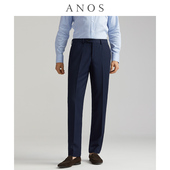 免烫商务休闲春秋垂感长裤 ANOS藏青色竖条纹男士 修身 意式 子 西裤