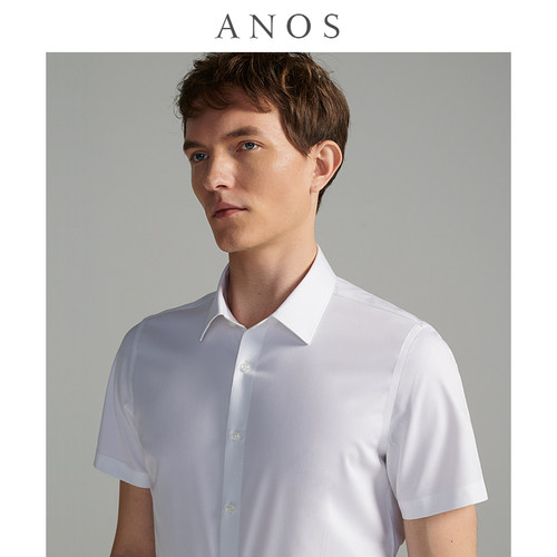 anos夏季款免烫天然纤维白色衬衫
