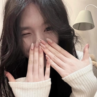 冰透裸色豹纹猫眼穿戴甲中长款2026新年款婚纱照新娘手工穿戴式