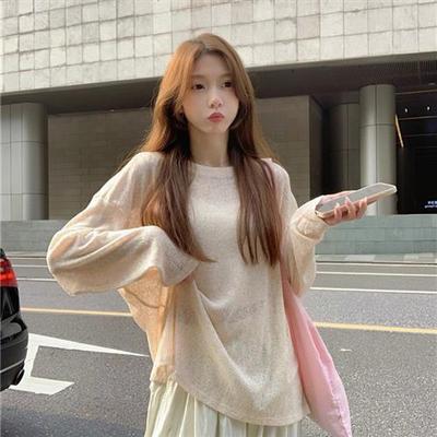 慵懒风松弛感夏季穿搭薄款针织防晒罩衫外穿女上衣山本裤两件套装