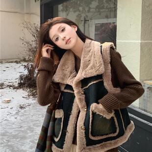 2025秋冬保暖仿水貂毛牛仔马甲外套大码 上衣两件套 内搭打底针织衫