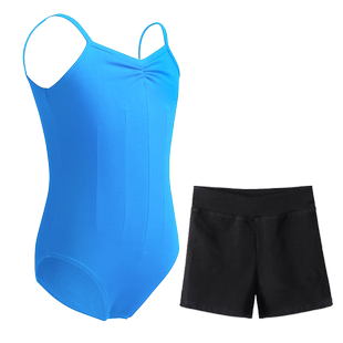 儿童舞蹈服体操服女童吊带练功服湖蓝色分体套装芭蕾舞女中国舞夏