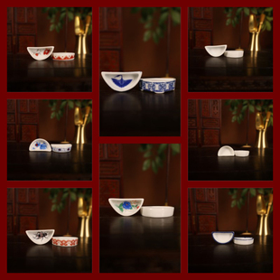 蛐蛐罐蟋蟀盆油葫芦黑虫饮喂水半圆水碗水槽鸣虫食碗水杯白瓷用具