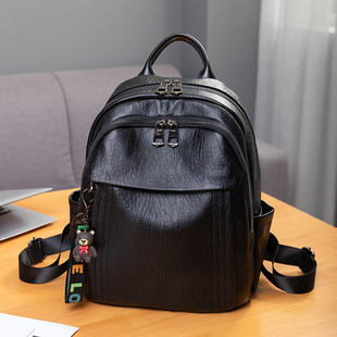 头层牛皮双肩包女包软真皮防盗背包大容量休闲旅行包2024新款书包