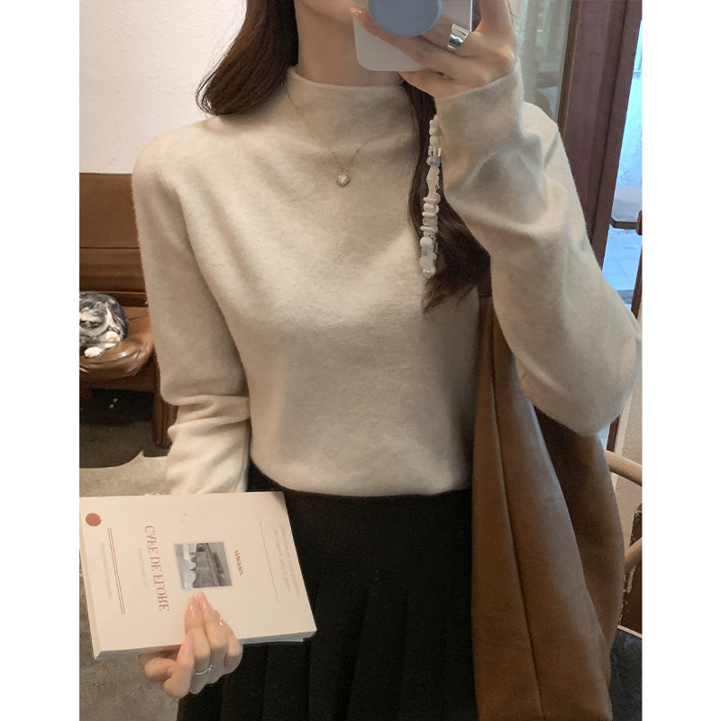 软糯半高领哺乳上衣秋冬天鹅颈长袖针织辣妈款外出产后喂奶期毛衣