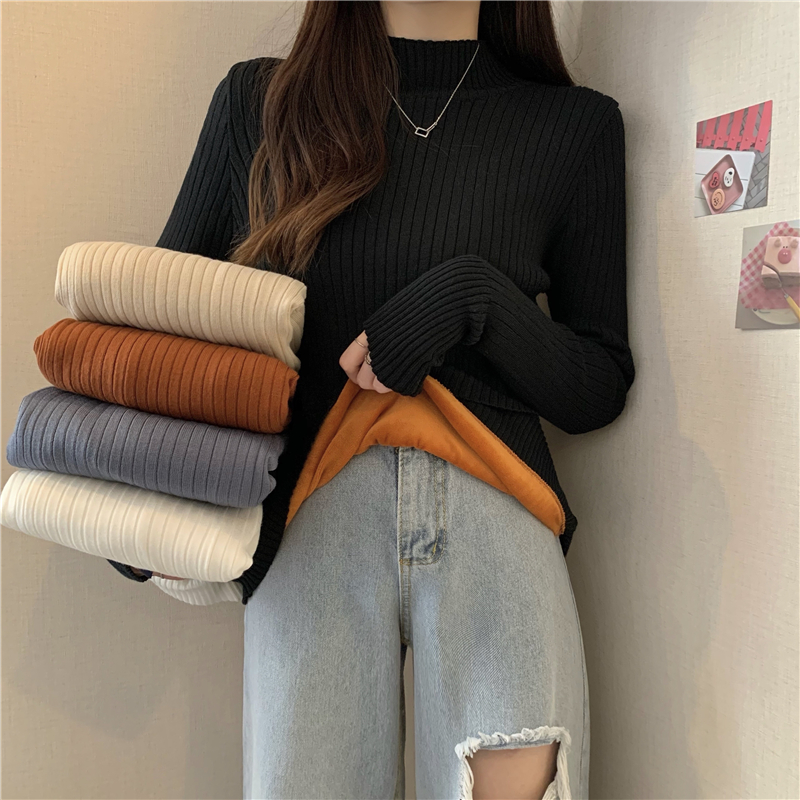 加绒加厚半高领内搭辣妈哺乳上衣