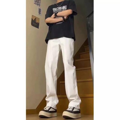 牛仔裤弹力裤子高腰直筒裤vibe