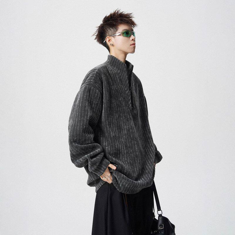 大码美式卫衣痞帅拉链套头男装潮牌设计半解构高级感外套男款冬季