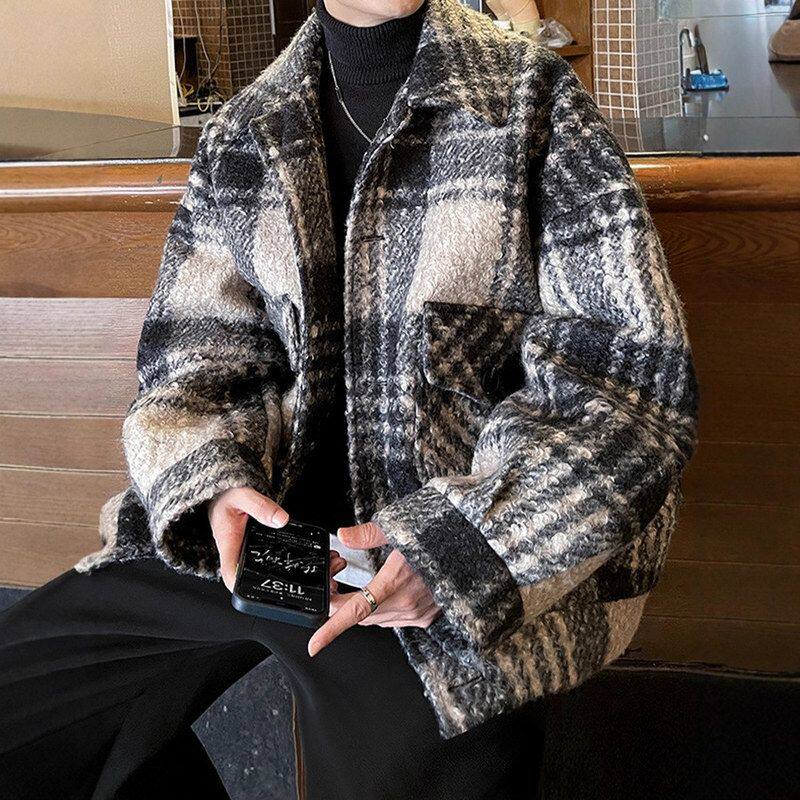 保暖加厚子风格休闲痞帅外套高级感潮牌夹克秋冬季毛呢男复古小香