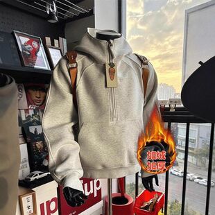 外套小众半帽衫cle解构连anfit重磅立领拉链男款卫衣硬挺美式冬季