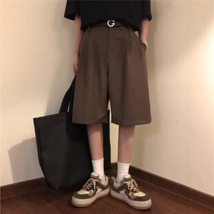 中裤男女工厂休闲学生短裤美式 日系裤子五分裤直筒复古西裤宽松