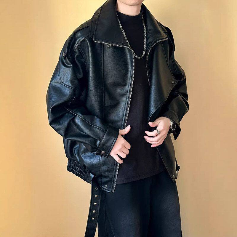 2026男装机车男士外套新款皮衣黑色痞帅春秋男款男冬季高级感夹克