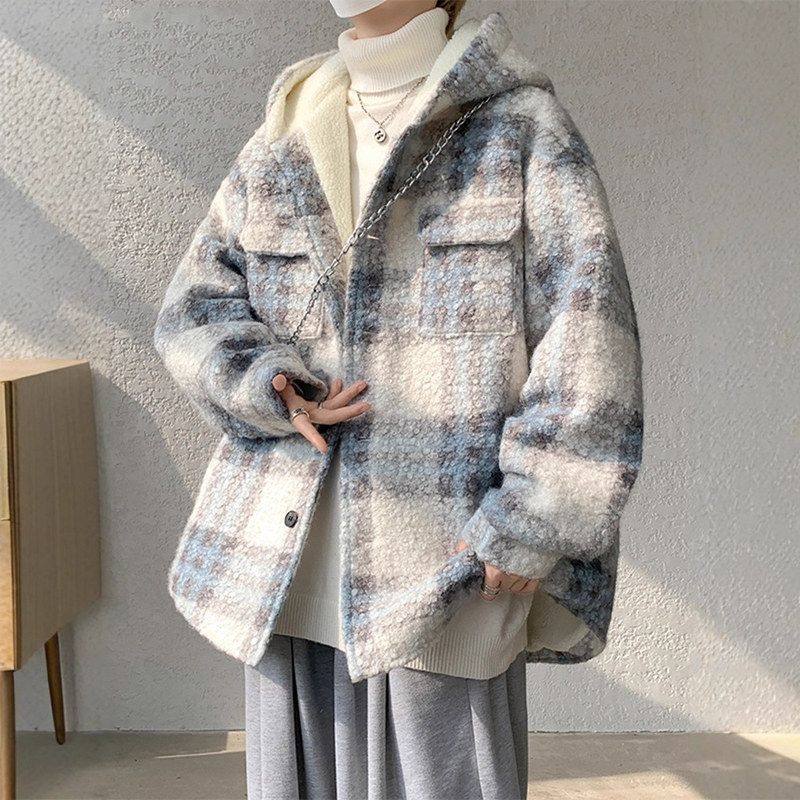 加厚男士棉衣羊羔棉服美式毛呢