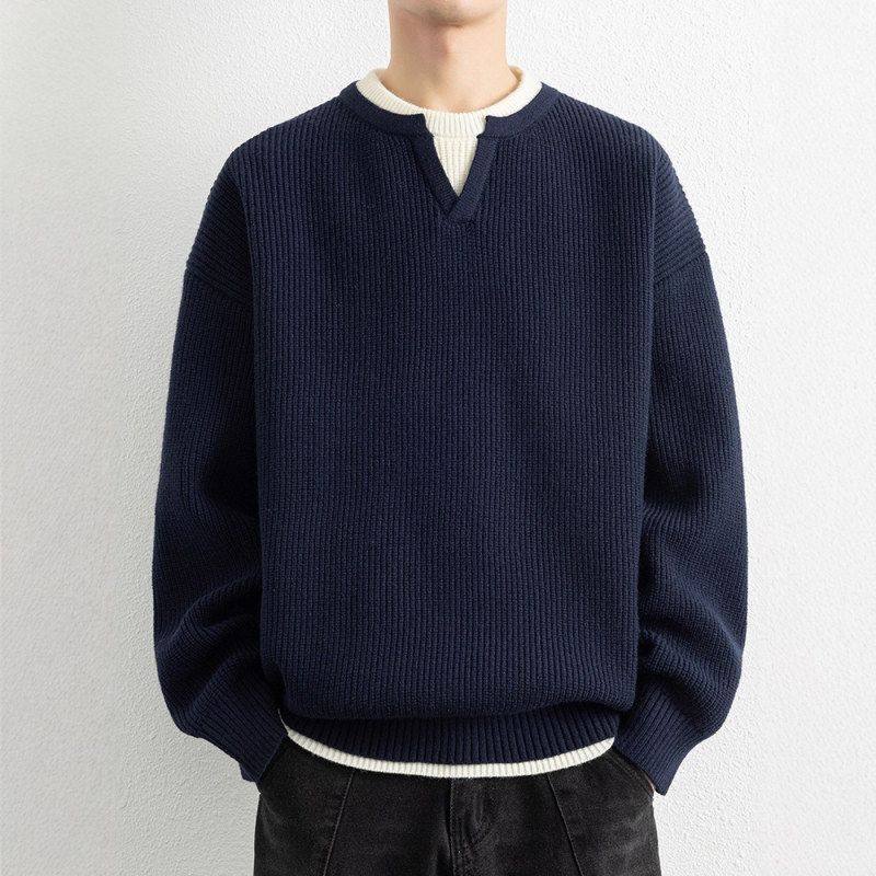 秋冬季新款男生复古圆领男士毛衣