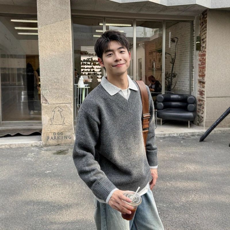 高级感衫小老钱假两件OLO男款