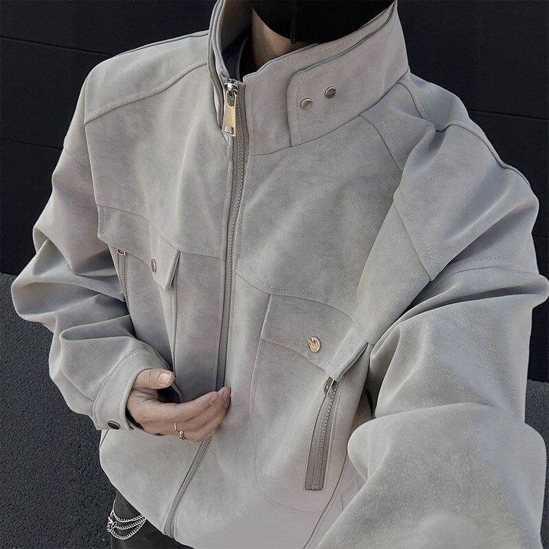 秋冬男复古高级感夹克皮衣外套男款工装皮立领痞帅美式男装衣服pu