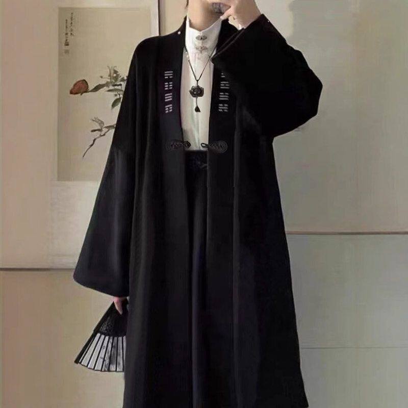 绣花厂家新中式直供大衣开衫外套 复古中国风男女中长款盘扣古风