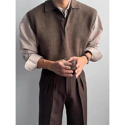 棕色潮牌背心男高级感针织内搭