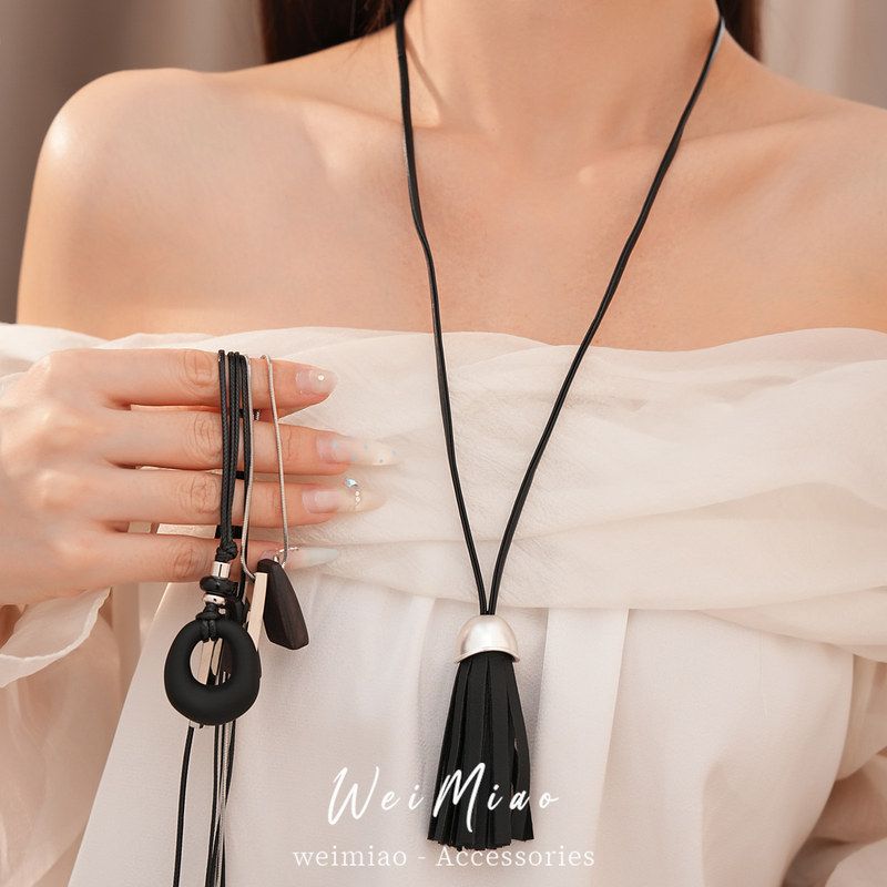女亚克力小众百搭时尚吊坠皮绳