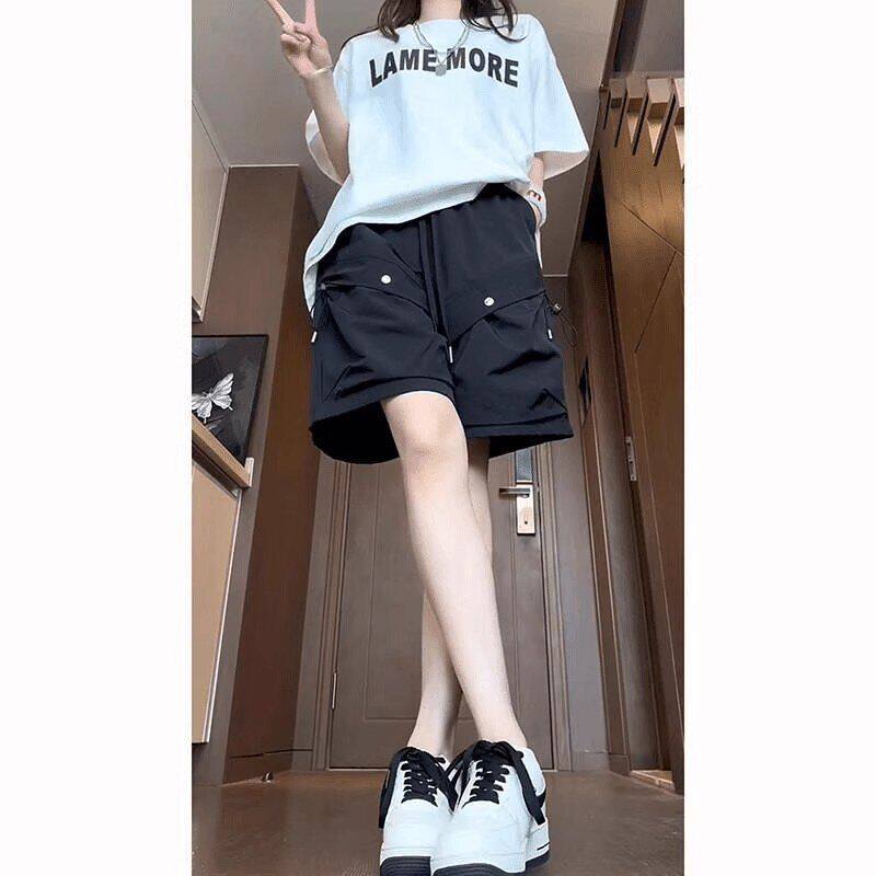 潮五分裤2025男款美式夏季六分工装外速干裤子短裤小个子穿女冰丝