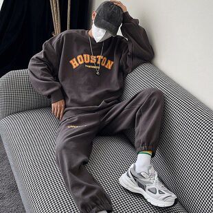 男女韩版卫衣休闲宽松套装运动潮牌二件套秋冬季新款字母印花ins