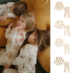 宝宝圣诞家居服秋衣秋裤 睡衣A类无骨男童女童ks 秋冬打底内衣套装