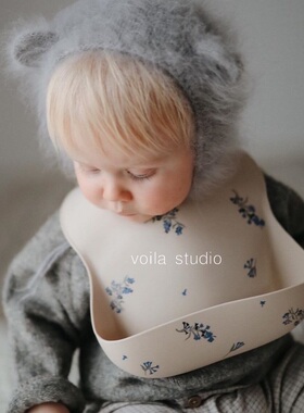 ins风硅胶围兜儿童婴幼儿硅胶围嘴高颜值北欧丹麦食品级辅食饭兜