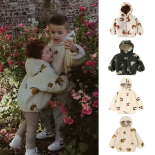 北欧风儿童摇粒绒连帽外套2025秋冬款 洋气保暖上衣 男女宝宝开衫