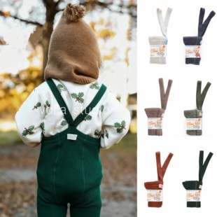 子高腰长裤 ins婴儿秋冬举重裤 圣诞裤 背带裤 针织弹力宝宝A类打底裤