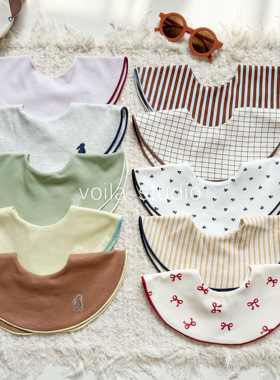 韩版ins滚边口水巾新生儿吸水纯棉双面360度口水兜宝宝围嘴婴儿软