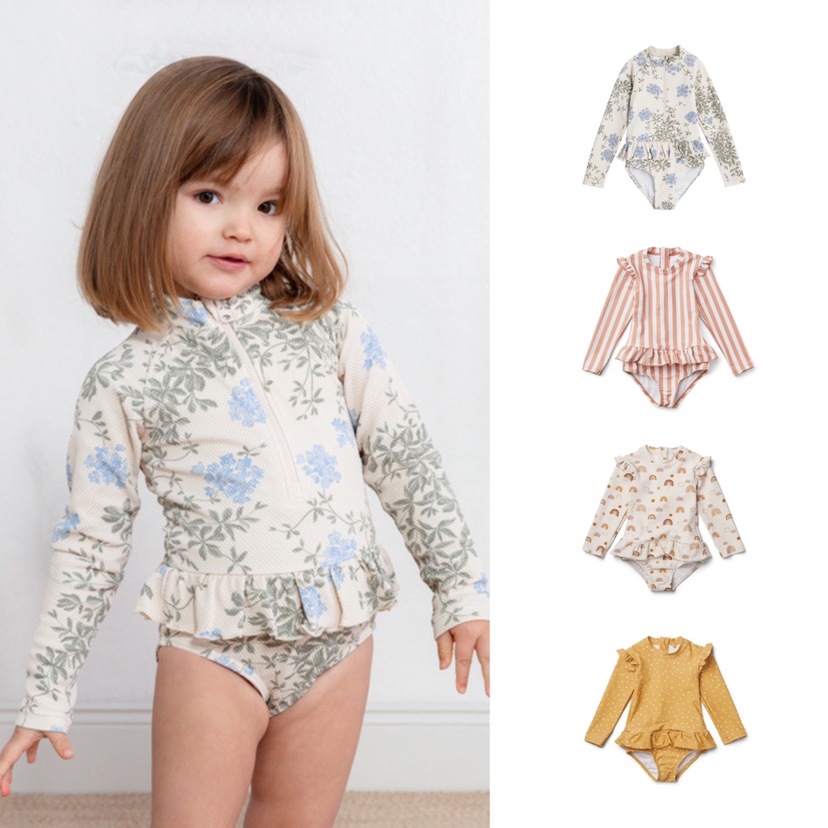 新款ins女童泳衣长袖liewood