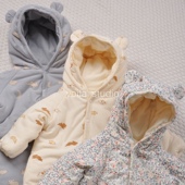 ks秋冬新款 婴儿连体衣棉服宝宝小熊耳朵外出服可开裆加厚外套oz