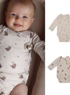 北欧婴儿包屁衣春秋棉质无骨打底衣宝宝长袖三角哈衣tsm小熊兔子