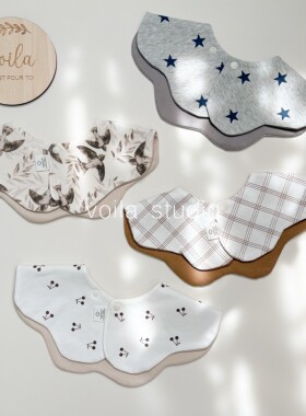 韩系婴儿围嘴纯棉宝宝花瓣口水巾A类双面360度可旋转柔软吸水