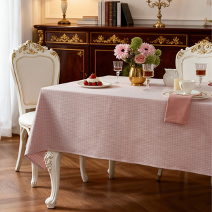 ekelund玛塔粉色桌布氛围感长方形餐桌布简约复古高级感茶几盖布