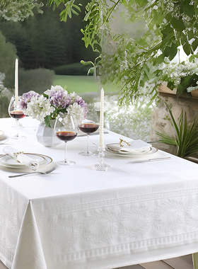 ekelund欧式桌布白色长方形纯色家用轻奢高级感餐桌布法式茶几布