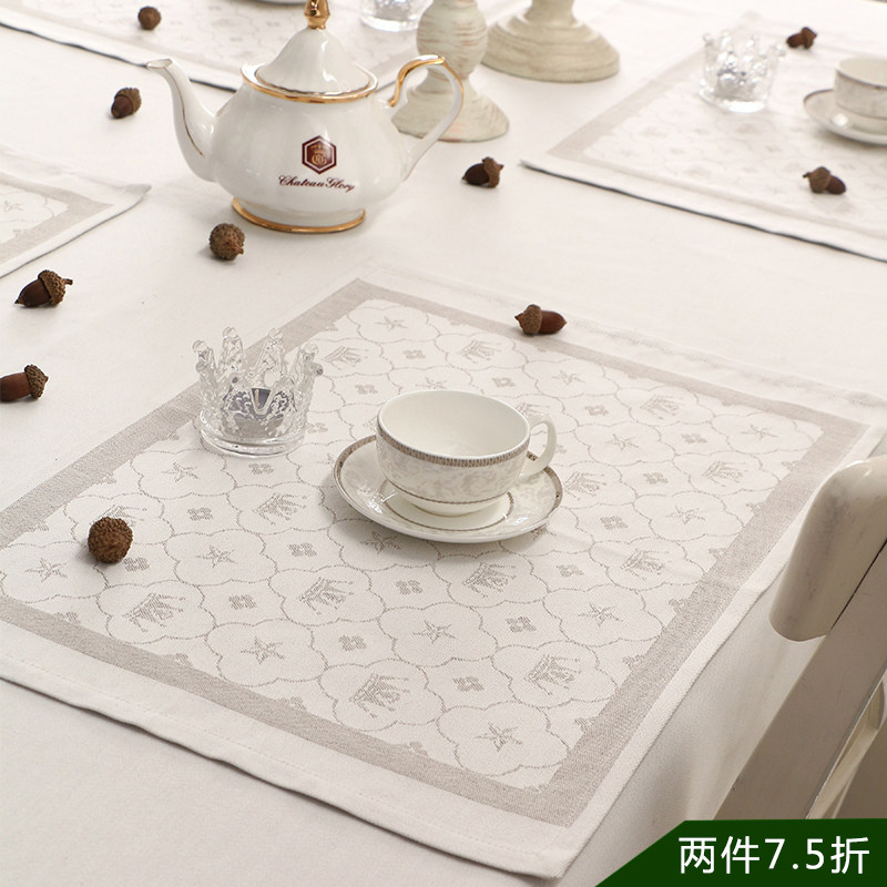 瑞典Ekelund 白色棉亚麻餐垫家用桌垫 吸水餐具隔热杯垫擦手巾