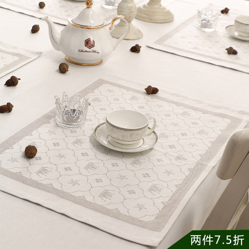 瑞典Ekelund 白色棉亚麻餐垫家用桌垫 吸水餐具隔热杯垫擦手巾
